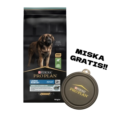 PRO PLAN Sensitive Digestion Large Robust Adult Karma dla psów bogata w jagnięcinę 14kg + Miska GRATIS!!