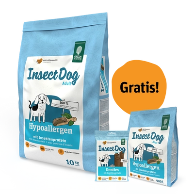 GREEN PETFOOD InsectDog Hypoallergen 10kg + 900g & Denties 180g GRATIS!!