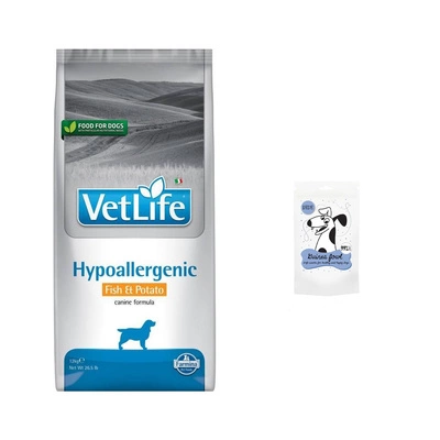 FARMINA Vet Life Dog Hypoallergenic Fish & Potato 12kg  + PEPE mini chunkies guinea fowl (perliczka) 70g GRATIS