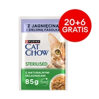 CAT CHOW Sterilised Karma dla kotów z jagnięciną i zieloną fasolką w sosie 85g - 20 SASZETEK + 6 GRATIS !!!