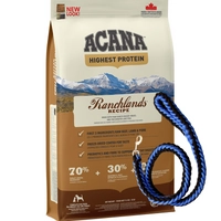 ACANA Ranchlands Dog 11,4kg + Smycz pleciona gruba 120cm