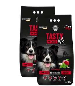 Karma dla psa Tasty Dogs Life z wołowiną 2x12 kg (średnie i duże rasy)