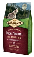 CARNILOVE Cat Duck & Pheasant Hairball Control 6kg\ Opakowanie uszkodzone (5401,6570) !!!  