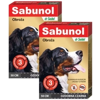 2x Sabunol - ozdobna czarna obroża przeciw pchłom i kleszczom dla psa 50 cm