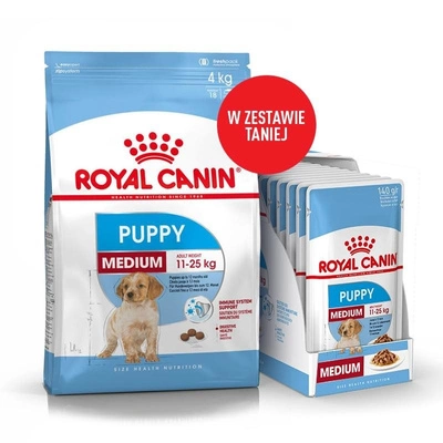 ROYAL CANIN Medium Puppy 15kg + 10x140g saszetka