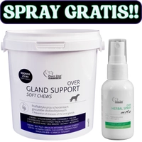 OVER Gland Support soft chews - na gruczoły około odbytowe -  90 żujek + Herbal Spray 50ml GRATIS