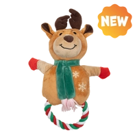 UNIQ PETS PLUSZOWA ZABAWKA DLA PSA SQUEAKIES gryzak w kształcie pierścienia renifera z piszczałką 25x35cm