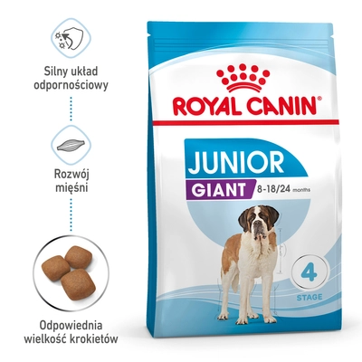 ROYAL CANIN Giant Junior 15kg karma sucha dla szczeniąt  od 8 do 18/24 miesiąca życia, ras olbrzymich /Opakowanie uszkodzone (6741) !!!