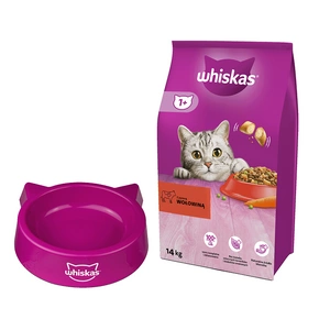 WHISKAS Adult 14kg - sucha karma dla kota z wołowiną i warzywami + MISKA DLA KOTA GRATIS !!! 