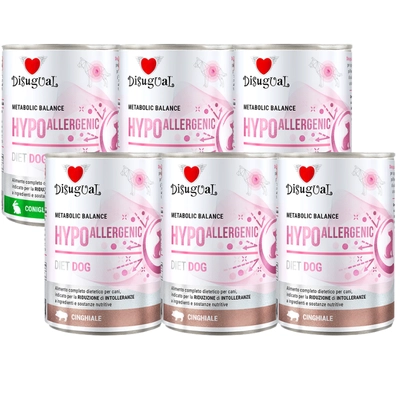 Disugual Karma mokra dla psa Weterynaryjna HYPOALLERGENIC Dzik/Królik (dorosły) 6x400g