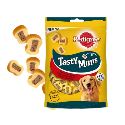 PEDIGREE Tasty Minis 155g - przysmak dla dorosłych psów, o smaku wołowiny i drobiu