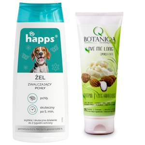 BOTANIQA LOVE ME LONG Cupuaçu & Shea Shampoo 250ml + HAPPS - żel zwalczający pchły 150ml