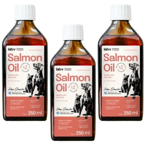 Lab-v Olej z Łososia 100% Dla Psa i Kota w Każdym Wieku 3x250ml Tłoczony Na Zimno