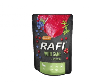 RAFI z dziczyzną dla psa - saszetka 300g (czarne opakowanie)