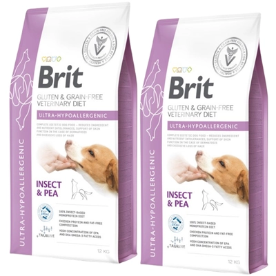 BRIT GF Veterinary Diets Dog Ultra-Hypoallergenic Insect 2x12kg 