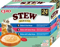 INABA Cat Ciao Stew - karma uzupełniająca dla kota o smaku kurczaka, tuńczyka, łososia i przegrzebek 24x40g