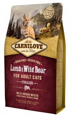 CARNILOVE Cat Lamb & Wild Boar Sterilised 6kg /Opakowanie uszkodzone (6211) !!!