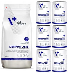 VETEXPERT Dermatosis Rabbit&Potato 12kg + Dermatosis 6x400g	