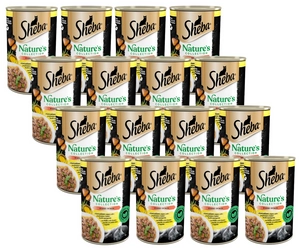 SHEBA puszka 24x400g Nature's Collection – mokra pełnoporcjowa karma dla dorosłych kotów, z kurczakiem i olejem z ryb z przybraniem z batata i fasolki szparagowej, w sosie