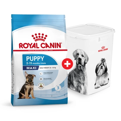 ROYAL CANIN Maxi Puppy 15kg karma sucha dla szczeniąt, od 2 do 15 miesiąca życia, ras dużych + Wiadro na karmę 51l  GRATIS