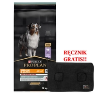 PRO PLAN Sensitive Digestion Adult Karma dla psów bogata w indyka 12kg + Ręcznik dla psa GRATIS!!