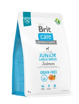 BRIT CARE Dog Grain-free Junior Large Breed Salmon 3kg/Opakowanie uszkodzone (3238) !!! 