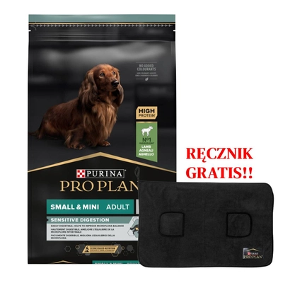 PRO PLAN Sensitive Digestion Small & Mini Karma dla psów bogata w jagnięcinę 7kg + Ręcznik dla psa GRATIS!!