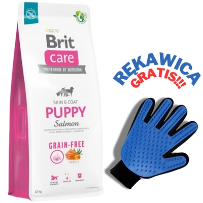 BRIT CARE Dog Grain-free Puppy Salmon 12kg + RĘKAWICA DO CZESANIA GRATIS!!