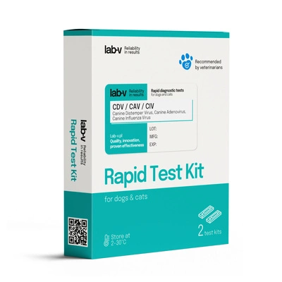 Lab-V Antygen CDV & CAV & CIV – Szybki test diagnostyczny dla psów 2 szt.