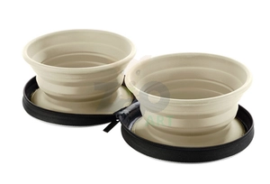 HUNTER miski silikonowe w etui List beżowe 2x750ml