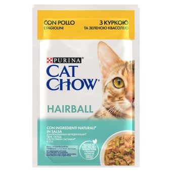 CAT CHOW Hairball Karma dla kotów z kurczakiem i zieloną fasolką w sosie 85g