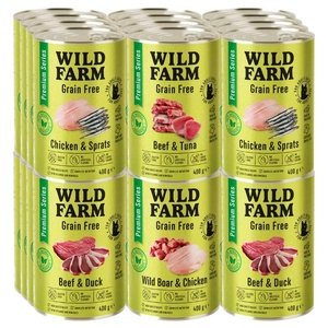 WILD FARM Premium Grain Free Mix smaków 24x400g - bezzbożowa karma dla kota