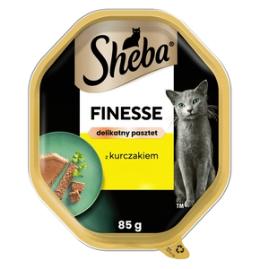 SHEBA Finesse tacka 85 g – mokra karma pełnoporcjowa dla dorosłych kotów, z kurczakiem, w pasztecie