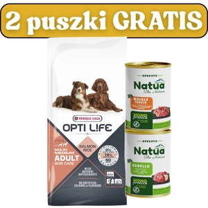 VERSELE-LAGA Opti Life Adult Skin Care Medium&Maxi 12,5kg + puszki Natua 2x400g