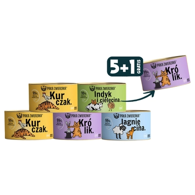 Paka Zwierzaka- karma mokra dla kota 5x200gMIX+1szt GRATIS !!! 