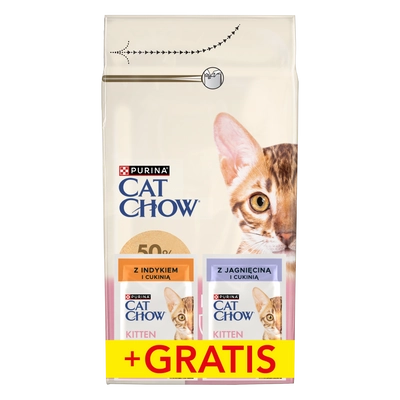 PURINA Cat Chow Kitten Karma bogata w kurczaka 1,5kg + 2 saszetki GRATIS