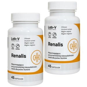 Lab-v Renalis- Wsparcie przy przewlekłej niewydolności nerek dla psów i kotów 2x45 kapsułek