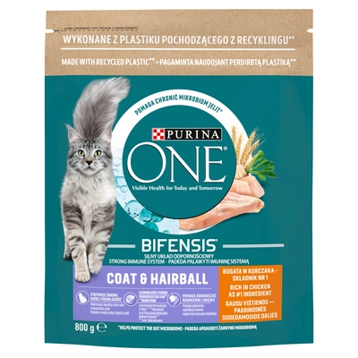 Purina One Cat Coat & Hairball Karma dla kotów z kurczaka 800g