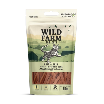 WILD FARM hair&skin miękkie paski z kaczki 50g przysmak dla kota
