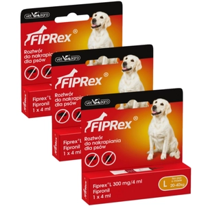 Fiprex L, 300 mg/4 ml, roztwór do nakrapiania dla psów (3szt)
