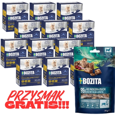 BOZITA Dog: Kurczak i ryż w galarecie 12x370g + BOZITA Meaty Bites renifer z kaczką przysmak pies 70g GRATIS!!!