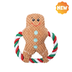 UNIQ PETS PLUSZOWA ZABAWKA DLA PSA SQUEAKIES pierścieniowy szarpak bałwanek z piszczałką 20×20cm