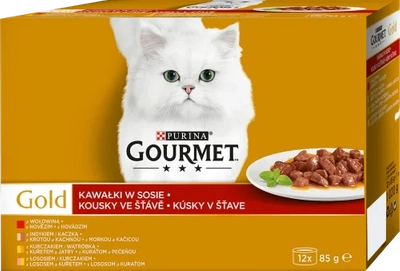 Purina Gourmet Gold kawałki w sosie mix(wołowina, indyk, łosoś, kurczak) 12x85g