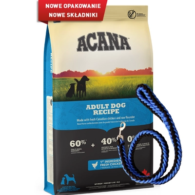 ACANA  Adult Dog 11,4kg + Smycz pleciona gruba 120cm