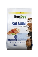 TROPIDOG Premium Adult Small Breeds bogaty w łososia i ryż 8kg 
