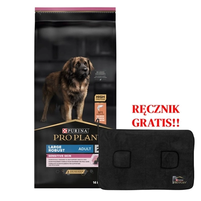 PRO PLAN Sensitive Skin Large Robust Adult Karma dla psów bogata w łososia 14kg + Ręcznik dla psa GRATIS!!