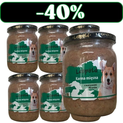 Leopold Karma mięsna z warzywami dla psów 6x500g (Słoik)