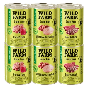 WILD FARM Premium Grain Free Mix smaków 12x400g  - bezzbożowa karma dla kota