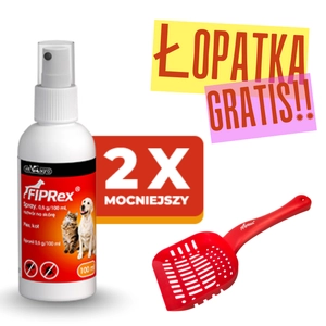 Fiprex Spray, 0,5 g/100 ml, roztwór na skórę dla psów i kotów + Łopatka do kuwety GRATIS!!