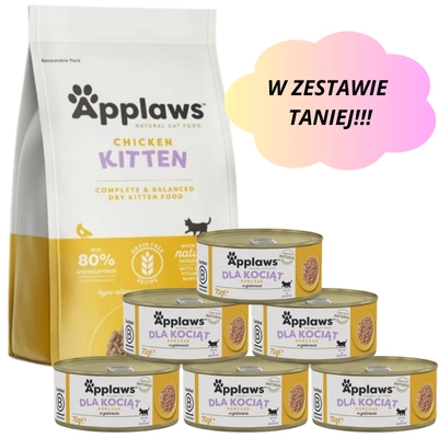 Applaws Kitten Chicken Sucha Karma dla kociąt 2kg + Applaws Cat Kitten Kurczak dla kociąt 6x70g 